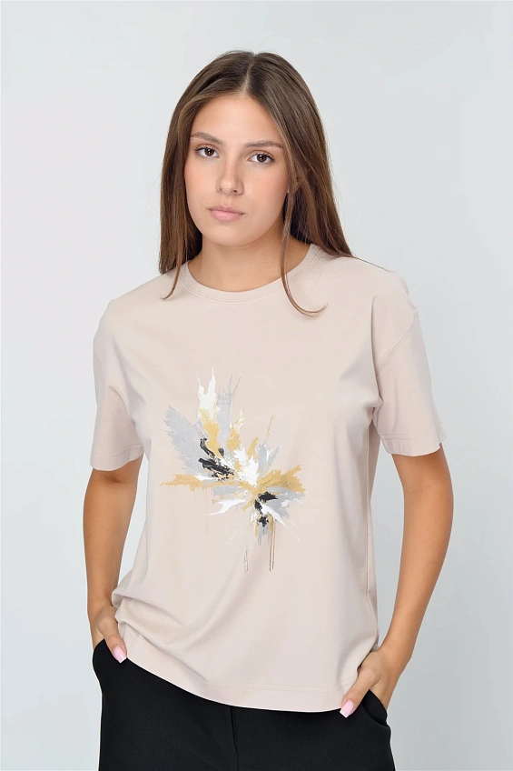 Футболка женская 4034.AKT Печать оптом от производителя Ledinika